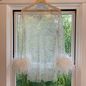 Rhinestone Mesh Long Sleeve Mini Dress